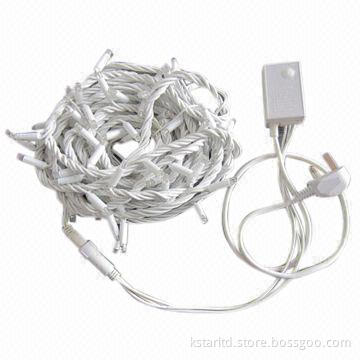 Rubber cable LED string light with controller for outdoor use, waterproof, 230V AC, connectable